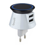 Polnilec BUDI M8J305E Dual USB 2.4A + LED osvetlitev White