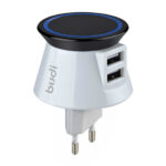 Polnilec BUDI M8J305E Dual USB 2.4A + LED osvetlitev White