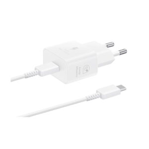 Originalni polnilni adapter Samsung EP-T2510 + kabel Type-C/Type-C White (Bulk)